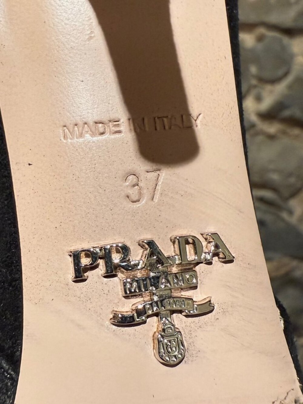 Prada Black Suede Crystal Embellished Slingback Pumps - Picture 8 of 11